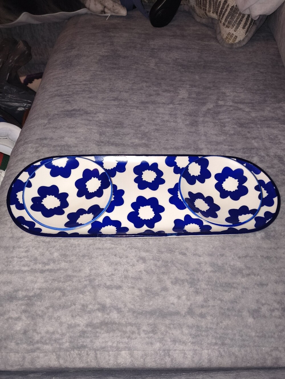 Blue Floral Ceramic Crofton Dish An Bowl Set